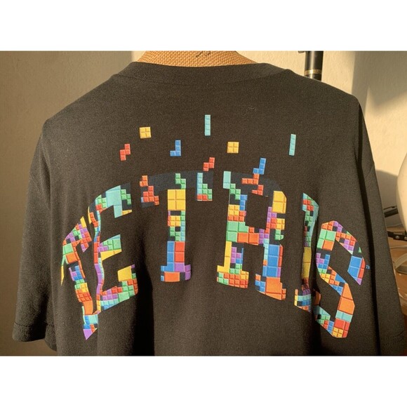 T-Shirt Tetris Logo Black with Multi color Tetris blocks graphic Size 2XL - Picture 2 of 14